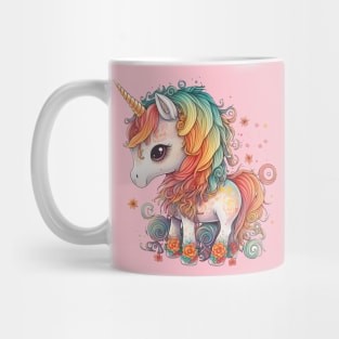 Enchanted Blossoms: A Floral Journey with the Rainbow-maned Unicorn Mug